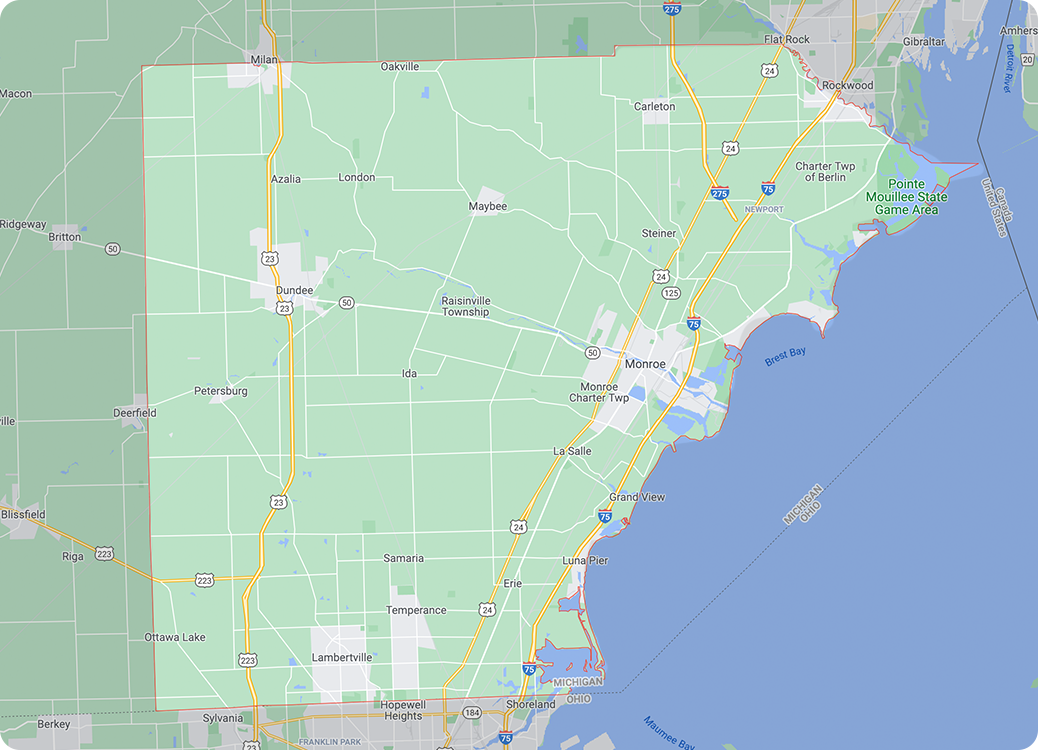 Map of Monroe County MI